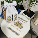 Рушник сіро-золоті квіти